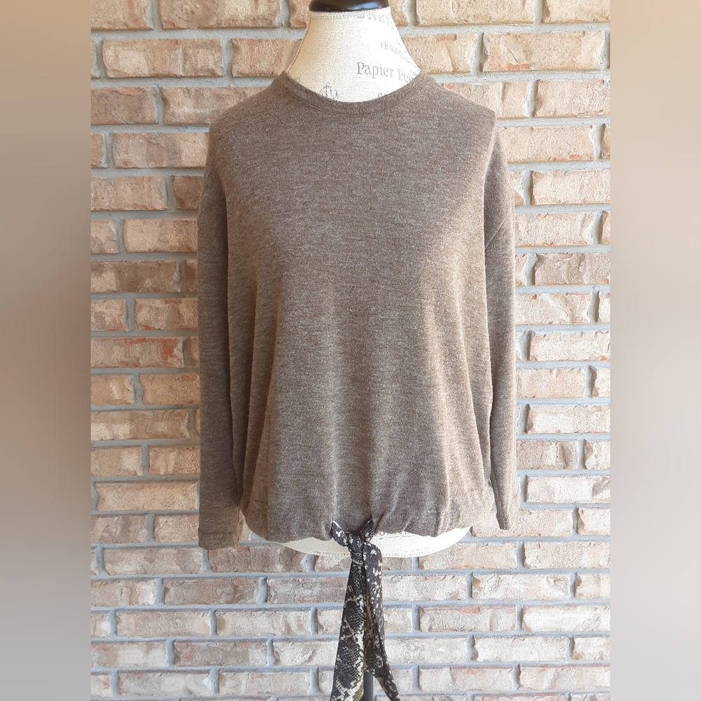 Zara Basic Long Sleeve Sweater with Tie Waist Detail.